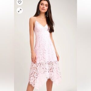 Lulus One Wish Light Blush Pink Lace Midi Dress Size XL